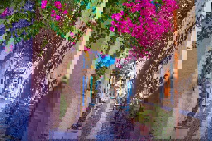 Paved Alley Way On Syros